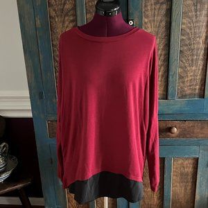 Mock Layered Long Sleeve Tunic - Flowing - Comfortably Stylish